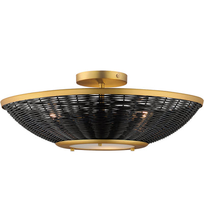 Maxim Lighting - 14460BRNAB - Rattan 20.25" Semi-Flush Mount