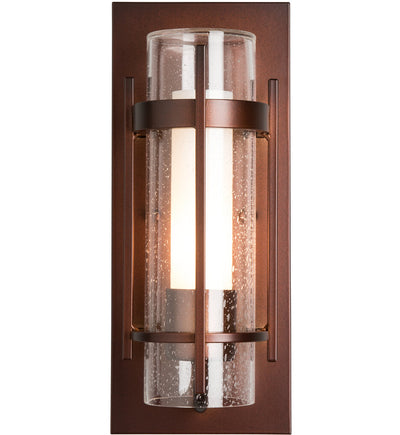 Hubbardton Forge - Banded Seeded Glass Small Outdoor Wall Sconce