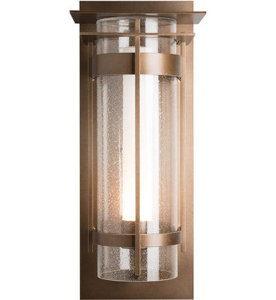 Hubbardton Forge - Banded Seeded Glass XL Outdoor Wall Sconce with Top Plate