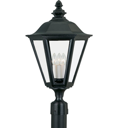 Generation Lighting - Brentwood Black 3 Light Outdoor Post Lantern