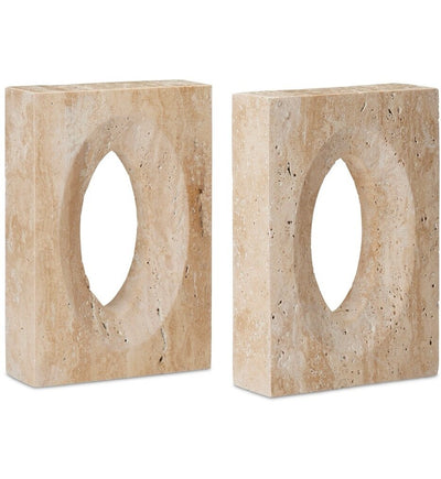Currey & Company - Demi Travertine Bookends (Set of 2)