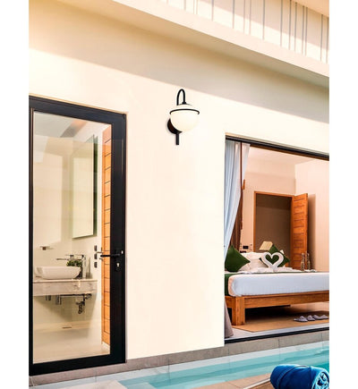 Justice Design Group - FSN-7112W-OPAL-MBLK - Saturn 14.5" Outdoor Wall Sconce