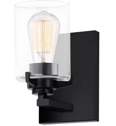 Justice Design Group - FSN-8091-CLER-MBLK - Cilindro 8.25" Bath Vanity Light