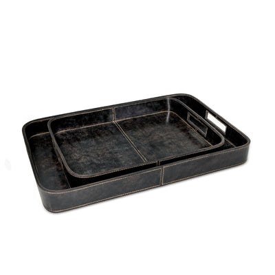 Regina Andrew - Derby Rectangle Leather Tray Set