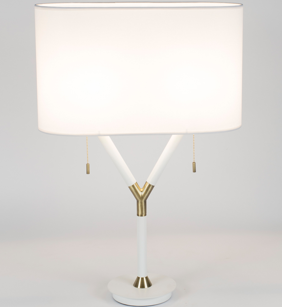 Lamps Com Lights Up Blip Brass Amp White Lacquer 30 Inch