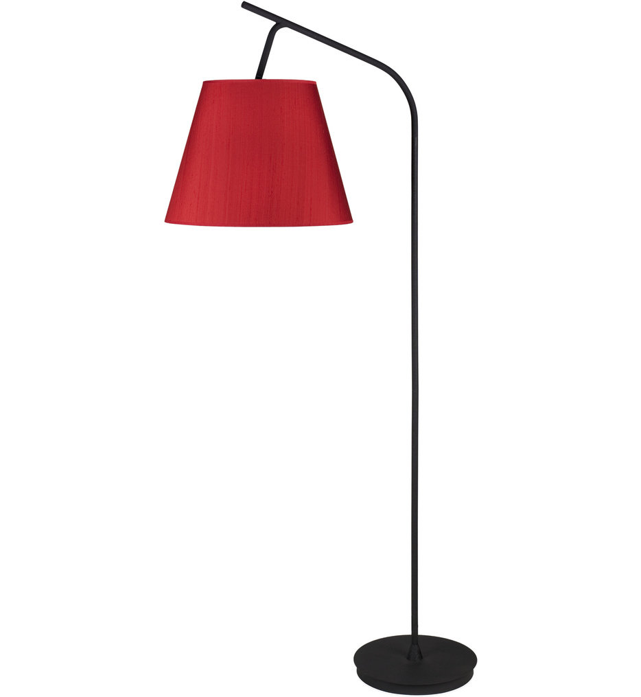 Lights Up 755pb Rdp Walker Black Powder Coat 75 Inch Floor Lamp With Red Dupioni Shade