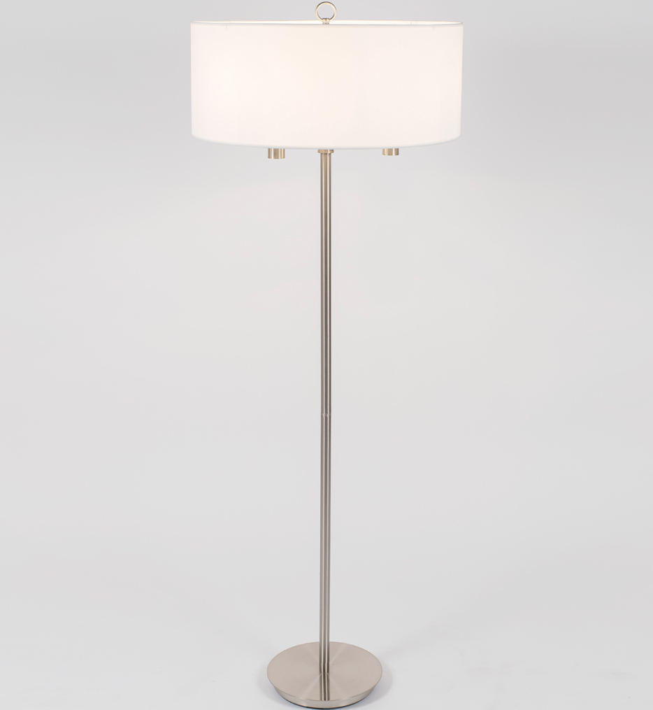 Lights Up 930bn Wht Walker Brushed Nickel 68 Inch Floor Lamp With White Linen Shade